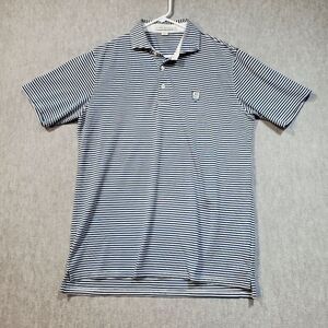 Holderness Bourne Shirt Mens Large White Blue Striped Tailored Polo Performance